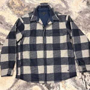 Banana Republic Navy and Gray Checkered Shirt Jacket